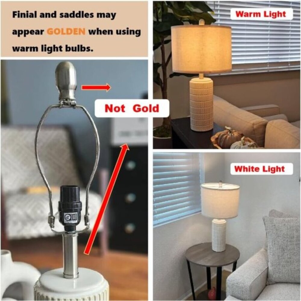New Set of 2 Modern Ceramic 23Inch Table Lamp, White Desk & Bedside Lamps - Picture 4 of 9